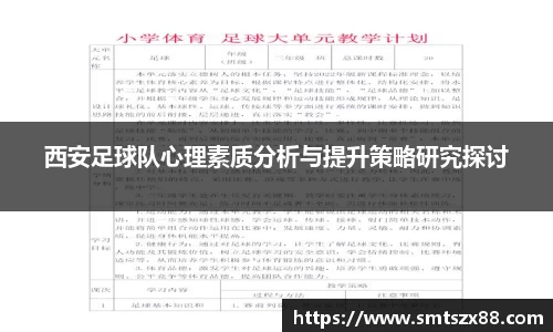 西安足球队心理素质分析与提升策略研究探讨